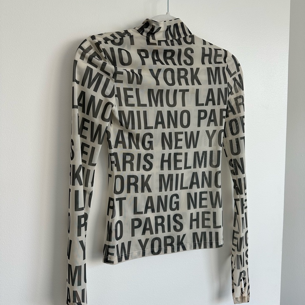 New With Tags Helmut Lang Black Logo Print Long Sleeve Top on Cream - Picture 9 of 14